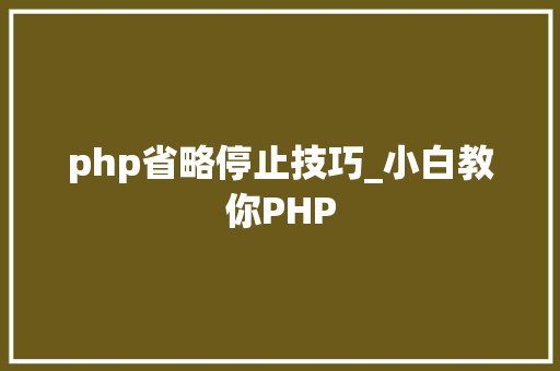 php省略停止技巧_小白教你PHP