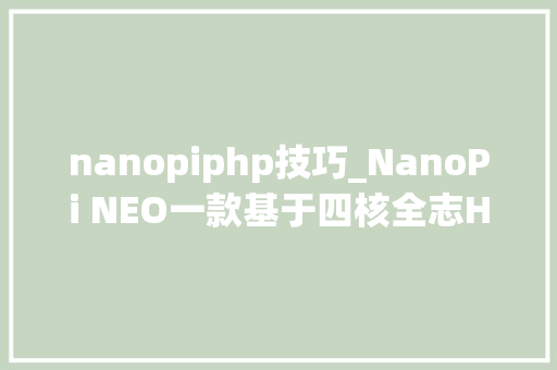 nanopiphp技巧_NanoPi NEO一款基于四核全志H3的超小方块开拓板