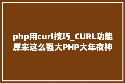 php用curl技巧_CURL功能原来这么强大PHP大年夜神都在用