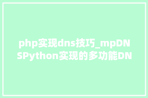 php实现dns技巧_mpDNSPython实现的多功能DNS做事器