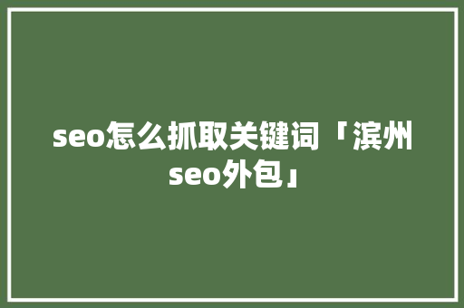 seo怎么抓取关键词「滨州seo外包」
