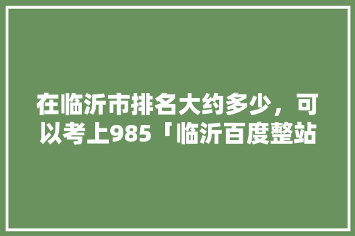 在临沂市排名大约多少，可以考上985「临沂百度整站优化服务」