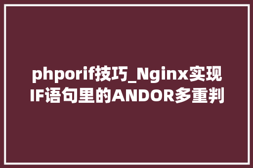 phporif技巧_Nginx实现IF语句里的ANDOR多重判断