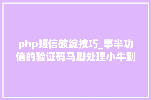 php短信破绽技巧_事半功倍的验证码马脚处理小牛到了南极牛逼到了极点