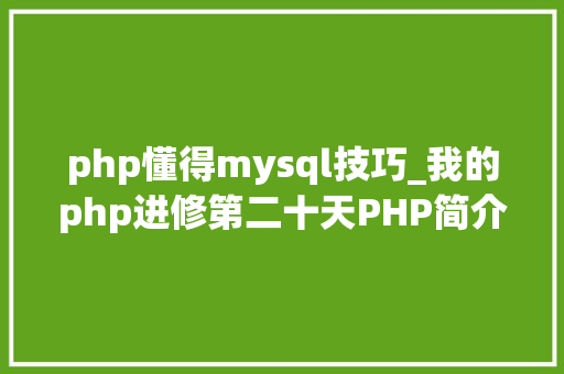 php懂得mysql技巧_我的php进修第二十天PHP简介及mysql的操作