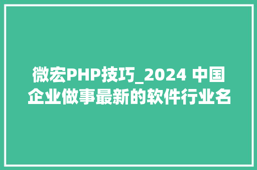 微宏PHP技巧_2024 中国企业做事最新的软件行业名单库0514