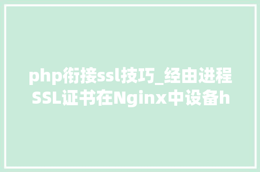 php衔接ssl技巧_经由进程SSL证书在Nginx中设备https构建加密通道担保数据传输安然