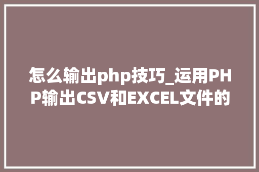 怎么输出php技巧_运用PHP输出CSV和EXCEL文件的简单方法