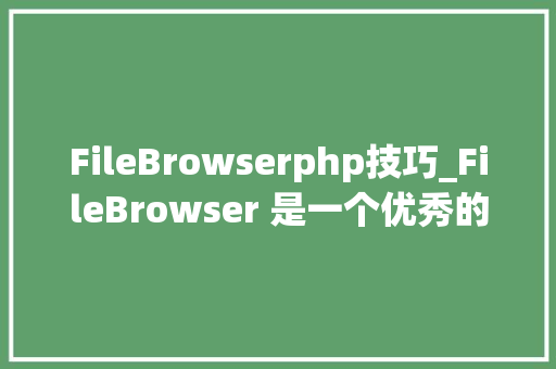 FileBrowserphp技巧_FileBrowser 是一个优秀的基于 Web 的文件治理器 FileBrowserphp技巧_FileBrowser 是一个优秀的基于 Web 的文件治理器
