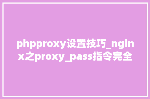 phpproxy设置技巧_nginx之proxy_pass指令完全拆解