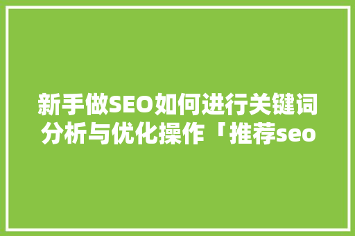 新手做SEO如何进行关键词分析与优化操作「推荐seo关键词优化方案」