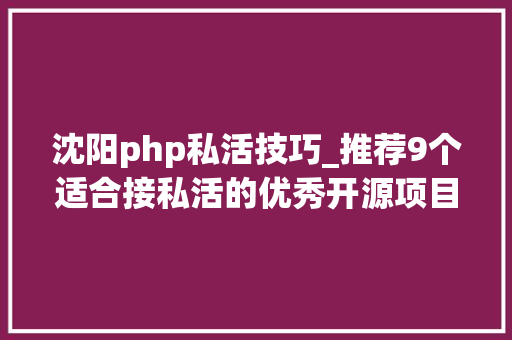 沈阳php私活技巧_推荐9个适合接私活的优秀开源项目