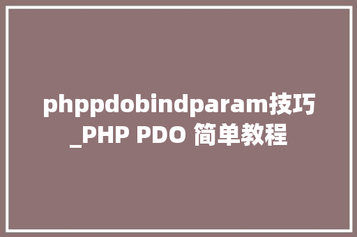 phppdobindparam技巧_PHP PDO 简单教程