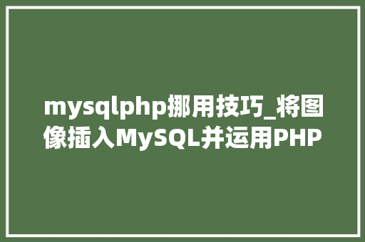 mysqlphp挪用技巧_将图像插入MySQL并运用PHP检索图像