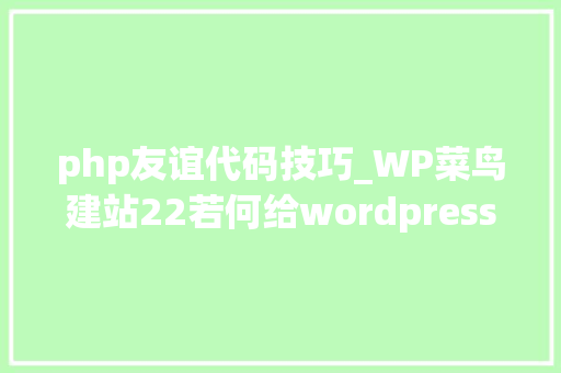 php友谊代码技巧_WP菜鸟建站22若何给wordpress主题添加友情连接功能模块