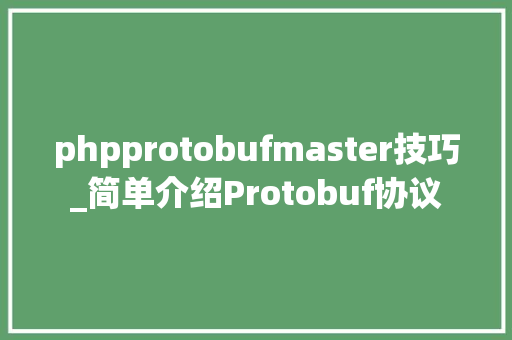 phpprotobufmaster技巧_简单介绍Protobuf协议