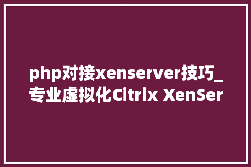 php对接xenserver技巧_专业虚拟化Citrix XenServer系统安装与收集设备