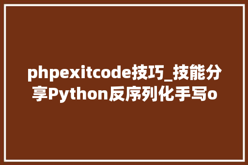 phpexitcode技巧_技能分享Python反序列化手写opcode