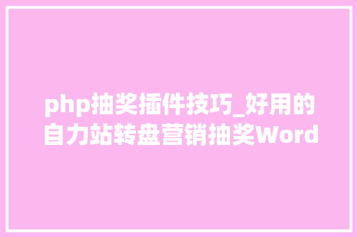 php抽奖插件技巧_好用的自力站转盘营销抽奖Wordpress插件分享