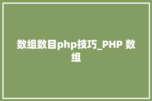 数组数目php技巧_PHP 数组