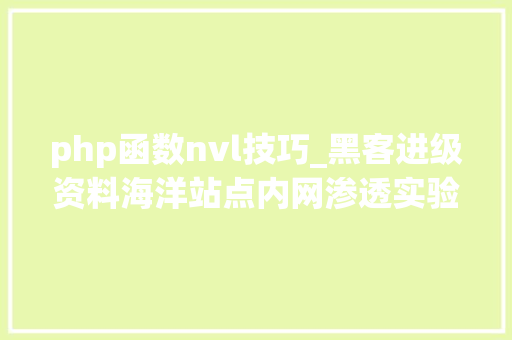 php函数nvl技巧_黑客进级资料海洋站点内网渗透实验申报