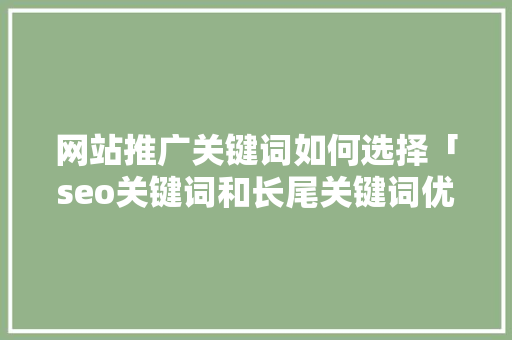 网站推广关键词如何选择「seo关键词和长尾关键词优化的区别」