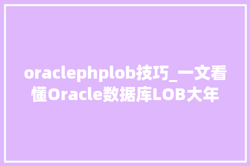 oraclephplob技巧_一文看懂Oracle数据库LOB大年夜字段类型存储及相关敕令
