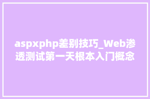aspxphp差别技巧_Web渗透测试第一天根本入门概念名词