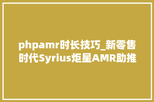 phpamr时长技巧_新零售时代Syrius炬星AMR助推前置仓效率提升