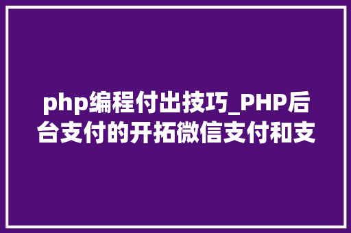 php编程付出技巧_PHP后台支付的开拓微信支付和支付宝支付