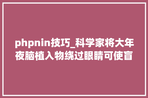 phpnin技巧_科学家将大年夜脑植入物绕过眼睛可使盲人重见光明治愈失落明指日可待