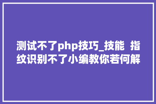 测试不了php技巧_技能  指纹识别不了小编教你若何解决故