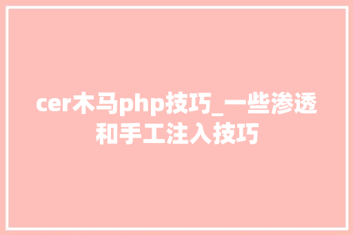 cer木马php技巧_一些渗透和手工注入技巧