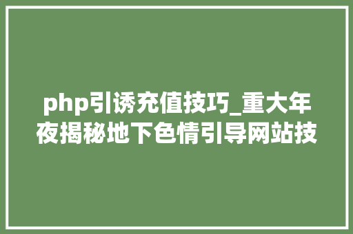 php引诱充值技巧_重大年夜揭秘地下色情引导网站技能面深入分析他们的赚钱套路