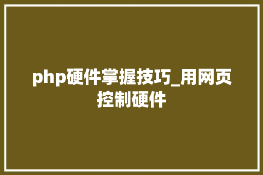 php硬件掌握技巧_用网页控制硬件