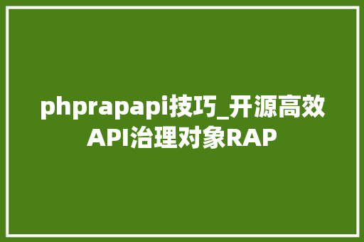 phprapapi技巧_开源高效API治理对象RAP