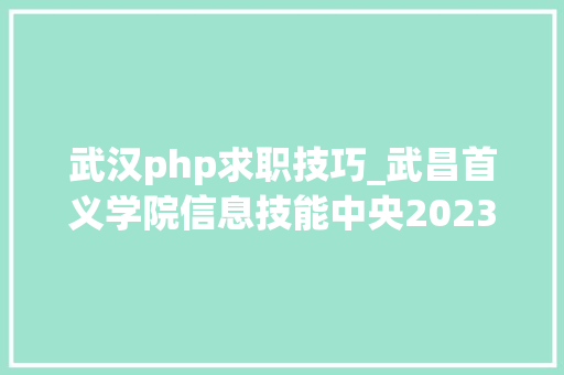武汉php求职技巧_武昌首义学院信息技能中央2023年招聘启事