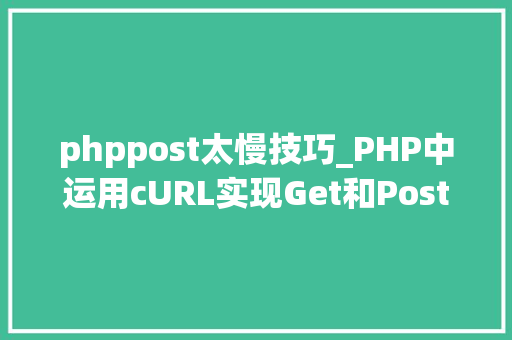 phppost太慢技巧_PHP中运用cURL实现Get和Post请求的方法最全