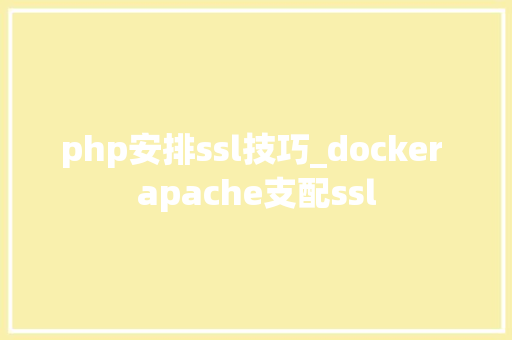php安排ssl技巧_docker apache支配ssl
