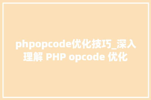phpopcode优化技巧_深入理解 PHP opcode 优化