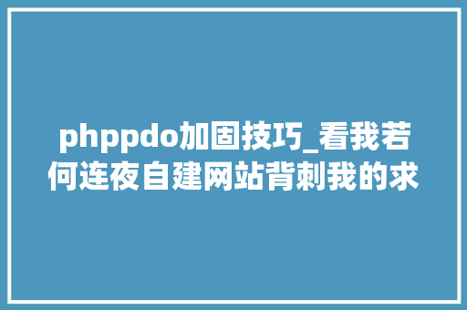 phppdo加固技巧_看我若何连夜自建网站背刺我的求职对手们