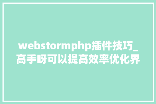 webstormphp插件技巧_高手呀可以提高效率优化界面的WebStorm插件完整版在此