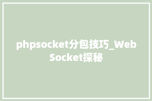 phpsocket分包技巧_WebSocket探秘