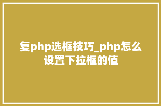 复php选框技巧_php怎么设置下拉框的值