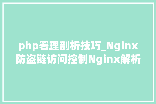 php署理剖析技巧_Nginx防盗链访问控制Nginx解析PHP的相关设备Nginx代理