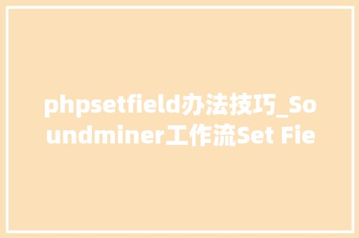 phpsetfield办法技巧_Soundminer工作流Set Field将自定义内容放入指定域
