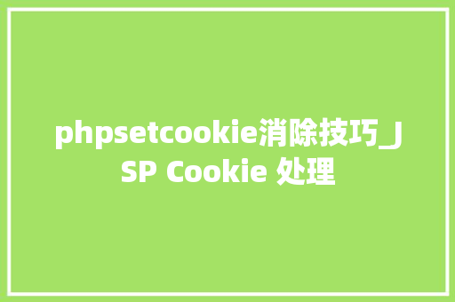 phpsetcookie消除技巧_JSP Cookie 处理