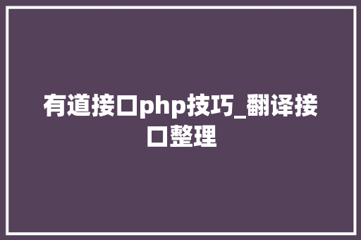 有道接口php技巧_翻译接口整理
