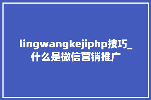 lingwangkejiphp技巧_什么是微信营销推广