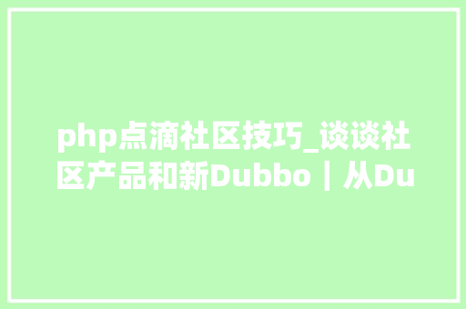 php点滴社区技巧_谈谈社区产品和新Dubbo｜从Dubbo 的社区star 数打破 2 万说起